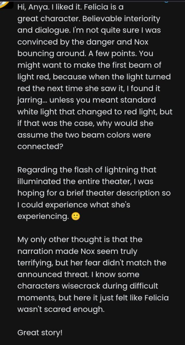 AnyaPinkWriter's tweet photo. having good feedback like this really does help push the story forward

#MagicAcademy #ProgressionFantasy #Fantasy #WritingCommunity #AmWriting #IndieAuthor #FictionWriter #OriginalFiction
#RoyalRoad #anyapink https://t.co/xSmw0Qlp50