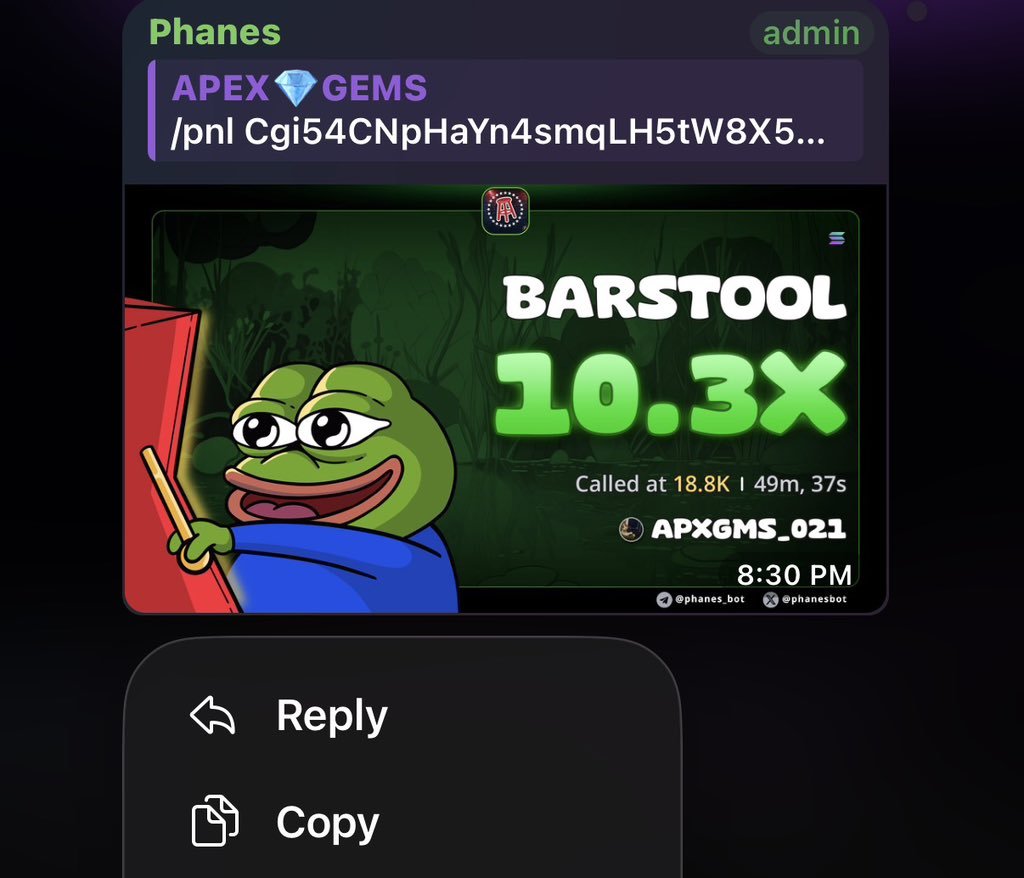 DegenPhantvae's tweet photo. π 10X from my $BARSTOOL call! π₯
Double-digit milestone hit ππ
Donβt miss the next play.
CA: "Cgi54CNpHaYn4smqLH5tW8X5QxssMvi592My3tRoiHfX"
#BARSTOOL #Solana #SolanaMemecoins #Memecoin #FOMO https://t.co/ZLA7kulqR4