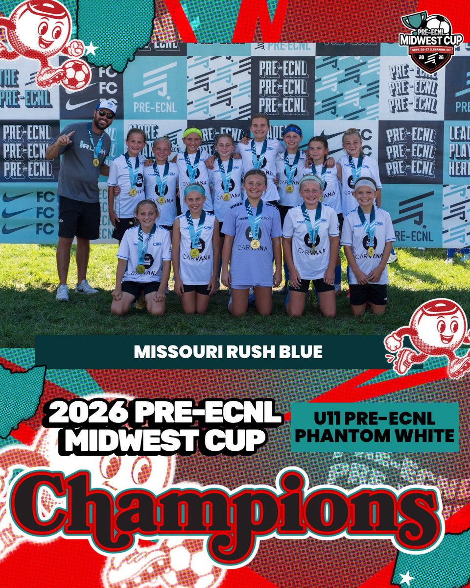 ECNLgirls's tweet photo. Your 2026 Pre-ECNL Midwest Cup U11 Phantom White Champion! 

#PreECNL #MidwestCup https://t.co/W2ajzC7lmV