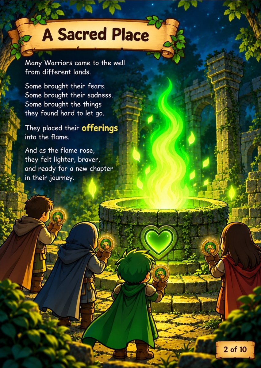 GentleWarrior02's tweet photo. 🔥 THE BURNING WELL — PART 2 OF 10

The Burning Well became a sacred place where Warriors from different lands gathered.

Each carried something different — fear, sadness, or something they struggled to let go.

One by one, they placed their offerings into the flame.

And something began to change.
They felt lighter.
They felt braver.

They felt ready to move forward. 

But the Warriors would soon discover that the Burning Well could transform more than the burdens they carried...

🔥 Part 3 coming soon.

The Burning Well: A Journey of Letting Go and Rising

#BurningWell #GentleWarrior #GWAR #GWARLabs $GWAR