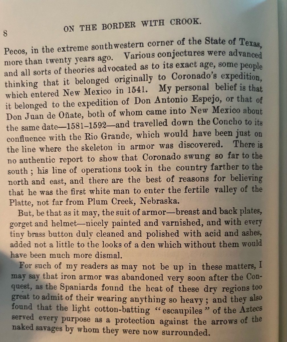 AnemoiaAmerica's tweet photo. Major Bourke describes his quarters at Camp Grant, Arizona during the Apache Wars: packed earth, Navajo rugs, Apache trophies, specimens of local wildlife, and a full set of Spanish armor, pulled off of a skeleton resting in the desert between the Pecos and Rio Grande… https://t.co/4nuWeJKVbR