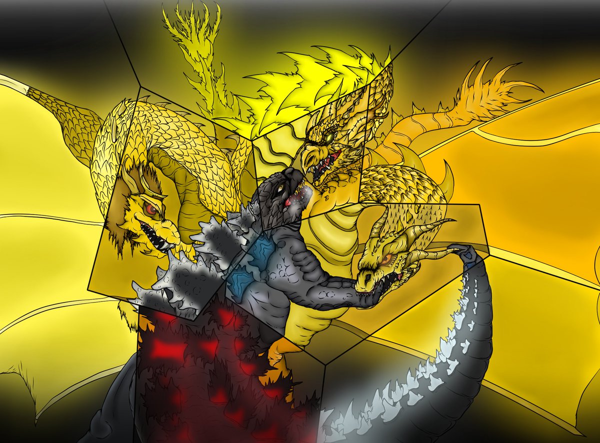 TiltAndGo's tweet photo. "I think, you and I, are destined to do this forever."

Finally finished: Godzilla Vs King Ghidorah, Collage Version; Showa, Heisei, MV, GMK, Mothra Trilogy, Polygon, Shin, &amp; Speculative MZ/The Ride

I do hope you like it!

#Godzilla #Ghidorah #KingGhidorah #GodzillaVsGhidorah https://t.co/gMbsERht9s