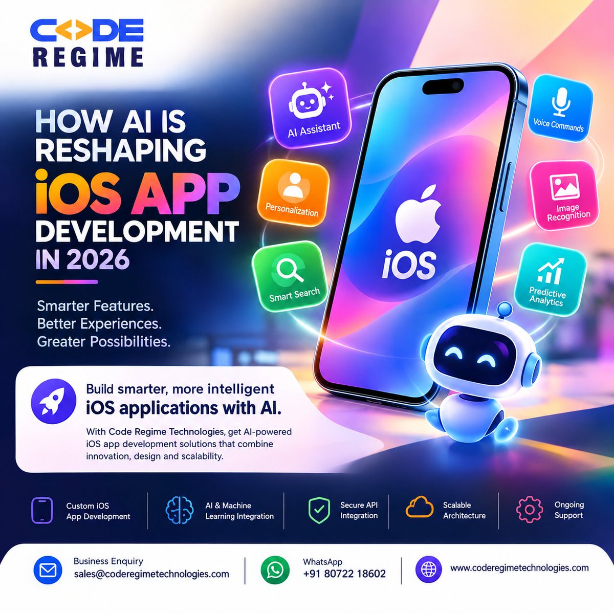 RegimeCode's tweet photo. Which AI capability would add the most value to your iOS app? Share your thoughts in the comments.

To Know More: https://t.co/88i7hanxb9

📲 Call/WhatsApp: +91 80722 18602
📧 Mail: sales@coderegimetechnologies.com

#AIiOSApps #iOSAppDevelopment #AIAppDevelopment #AppDevelopment https://t.co/WufAuGUPdk