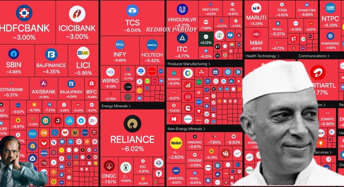 REDBOXINDIIA's tweet photo. 🚨 Utho Chacha Nehru, Nifty crash ke liye responsibility lene ka time aa gaya hai https://t.co/UZrYaqapS6