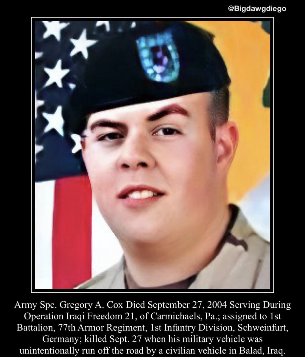 bigdawgjdub's tweet photo. "They say no man is truly Dead until he is
Forgotten, so Today I say your name so you are not."
#nooneleftbehind #rememberthefallen #warrior #usarmy #army #1stbattalion #77tharmorregiment #1stinfantrydivision https://t.co/JY6S6GhOUy