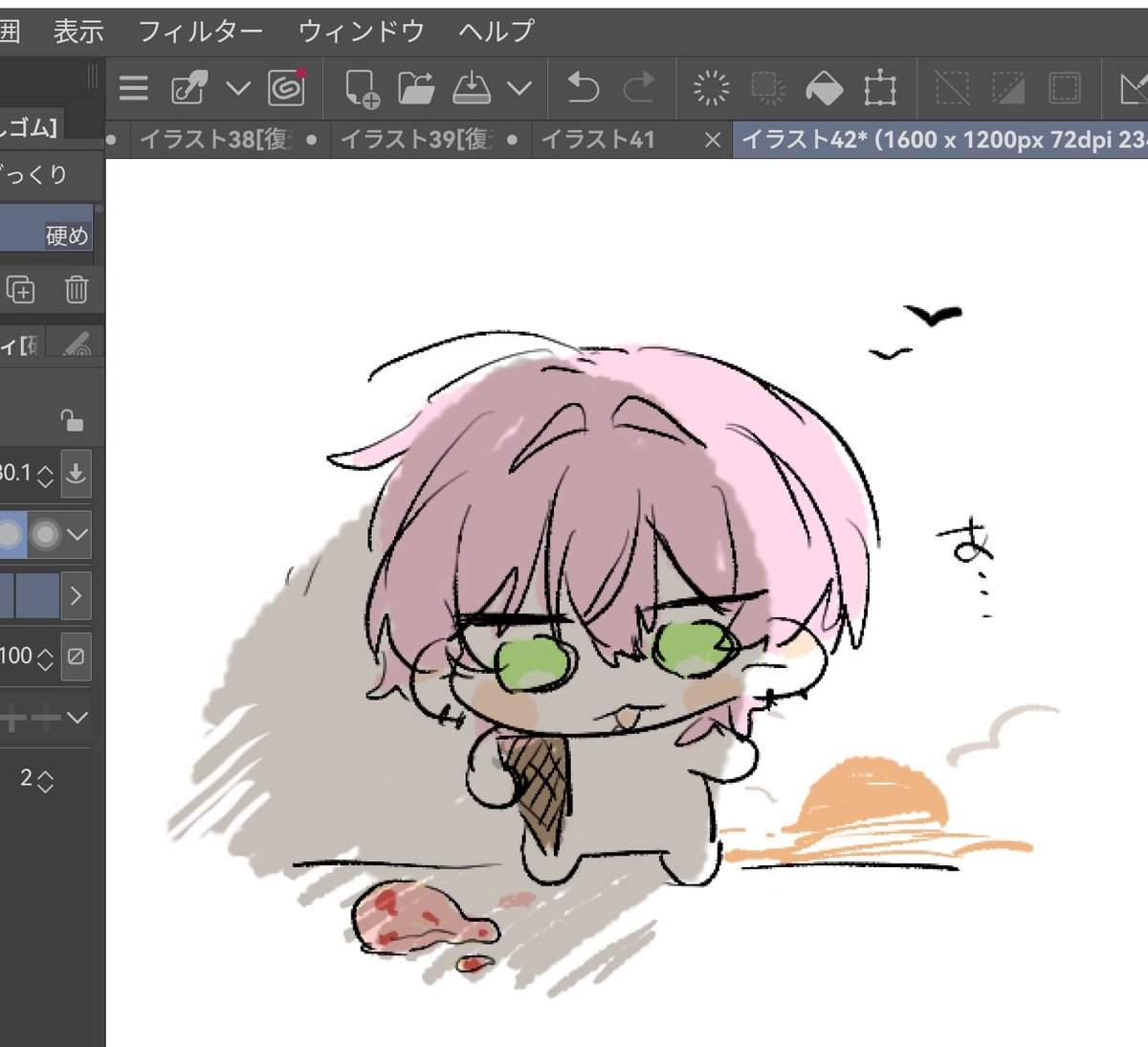02n2n's tweet photo. これはアイス落とした玲音（3分クオリティ） https://t.co/iMccvEYK4M