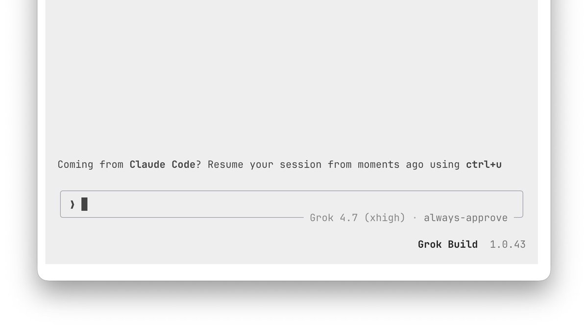 XFreeze's tweet photo. Grok Build just got a small but important reliability fix for MCP workflows

MCP tool prompts now show up properly in minimal mode, and if a prompt goes unanswered, Grok Build will actually tell you instead of leaving the interaction hanging silently

Tiny update, but a useful fix for anyone running MCP-heavy workflows in minimal mode

Release Notes: v1.0.43

Bug Fixes:
• MCP tool prompts now appear correctly in minimal mode and users are notified when a prompt goes unanswered
