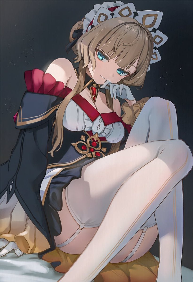 TsundereRP's tweet photo. "...Why are you hugging my legs, Columbina?" 🧡 https://t.co/lMtZJu4Av4