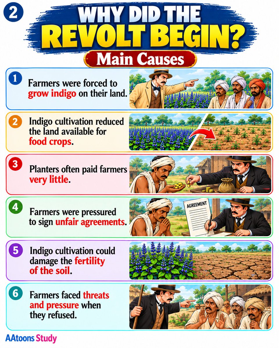 AAtoonsStudy's tweet photo. Indigo Revolt (1859–60) | Causes, Events &amp; Results | Indian History Explained I https://t.co/hM3bFfh4LG

#IndigoRevolt #IndianHistory #HistoryForStudents #ModernIndianHistory #HistoryFacts #AAtoonsStudy https://t.co/Zc6cZ4EHyW
