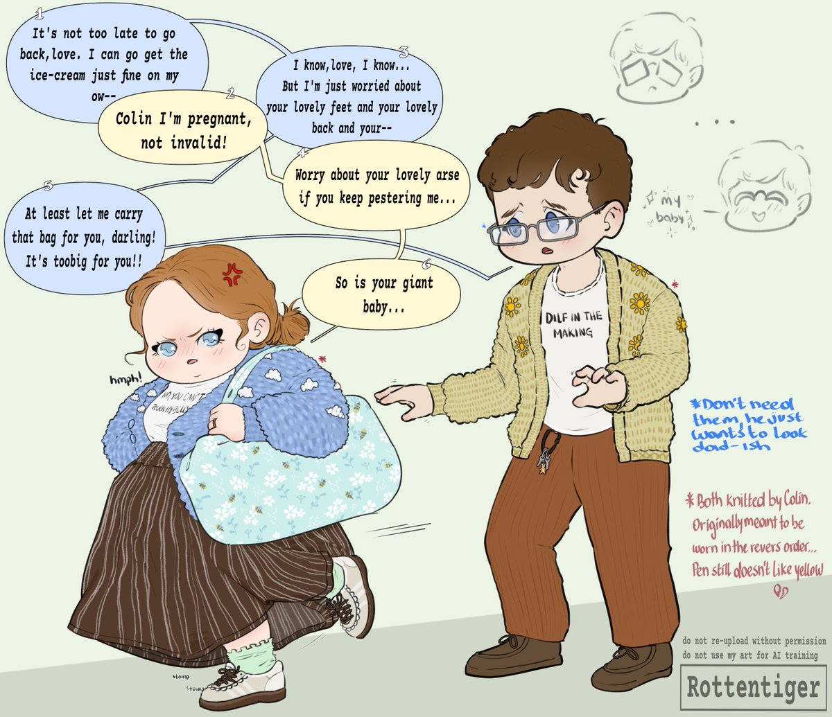rottentiger_art's tweet photo. 84 years later but I finally finished this pregnelope piece

Colin, a good husband never gets in between his grumpy pregnant wife and her ice-cream, please leave her be 😤 #polin https://t.co/7xMOn6w8P6