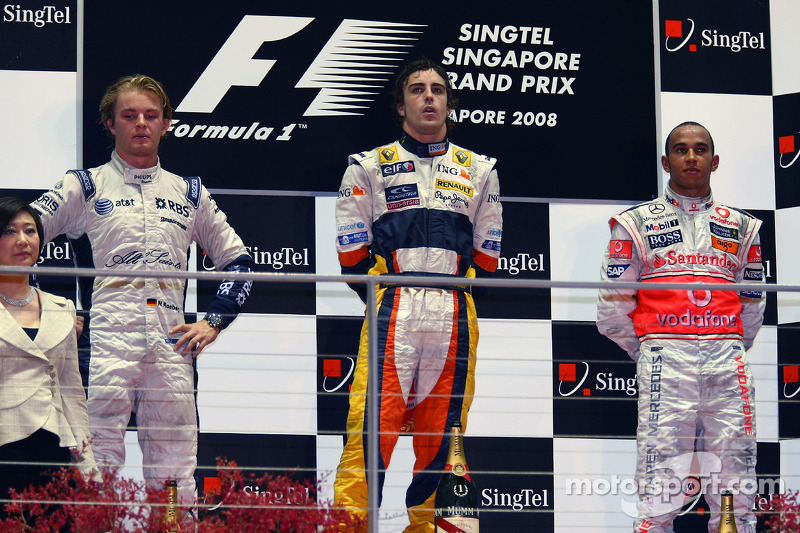 MsportXtra's tweet photo. #F1 #OnThisDay, September 28th 2008. Known for #CrashGate, the first ever nightrace, the first #SingaporeGP, was won by @alo_oficial (Renault) from 15th on the grid. @NicoRosberg (@WilliamsRacing ) was 2nd, @LewisHamilton (@McLarenF1 ) 3rd. https://t.co/RN5SMWNTfd #MsportXtra https://t.co/H8d2GVDY9k
