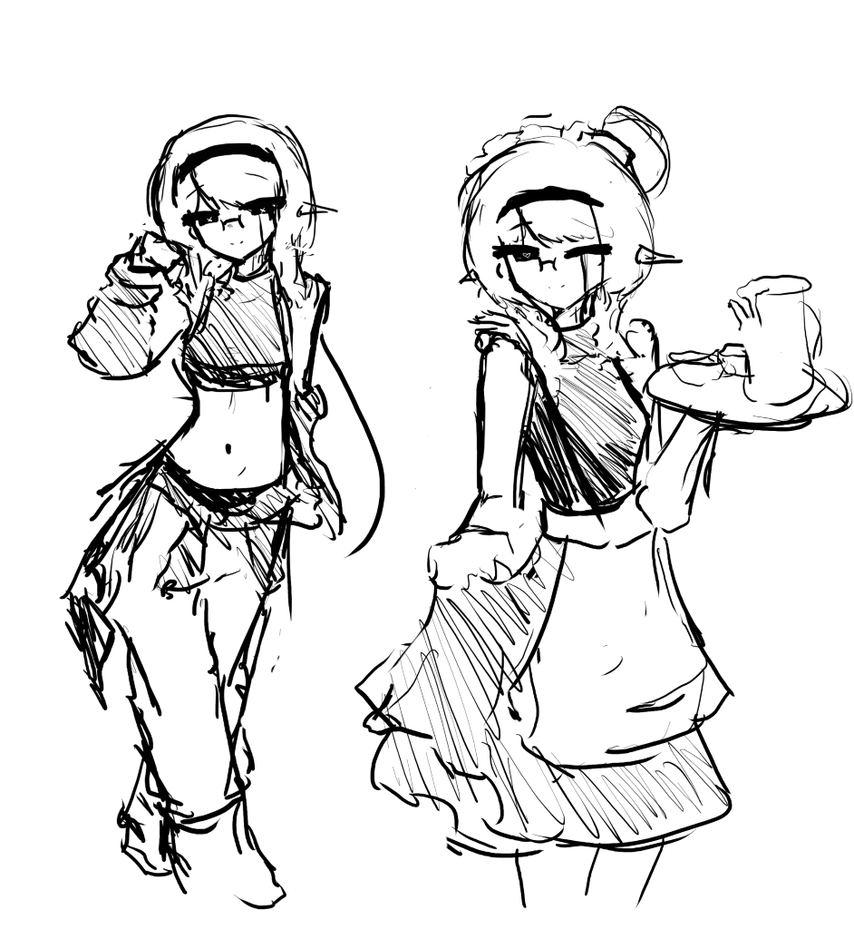 CodeTibers's tweet photo. Old swimsuit doodles + others https://t.co/jCXSWUZZNo