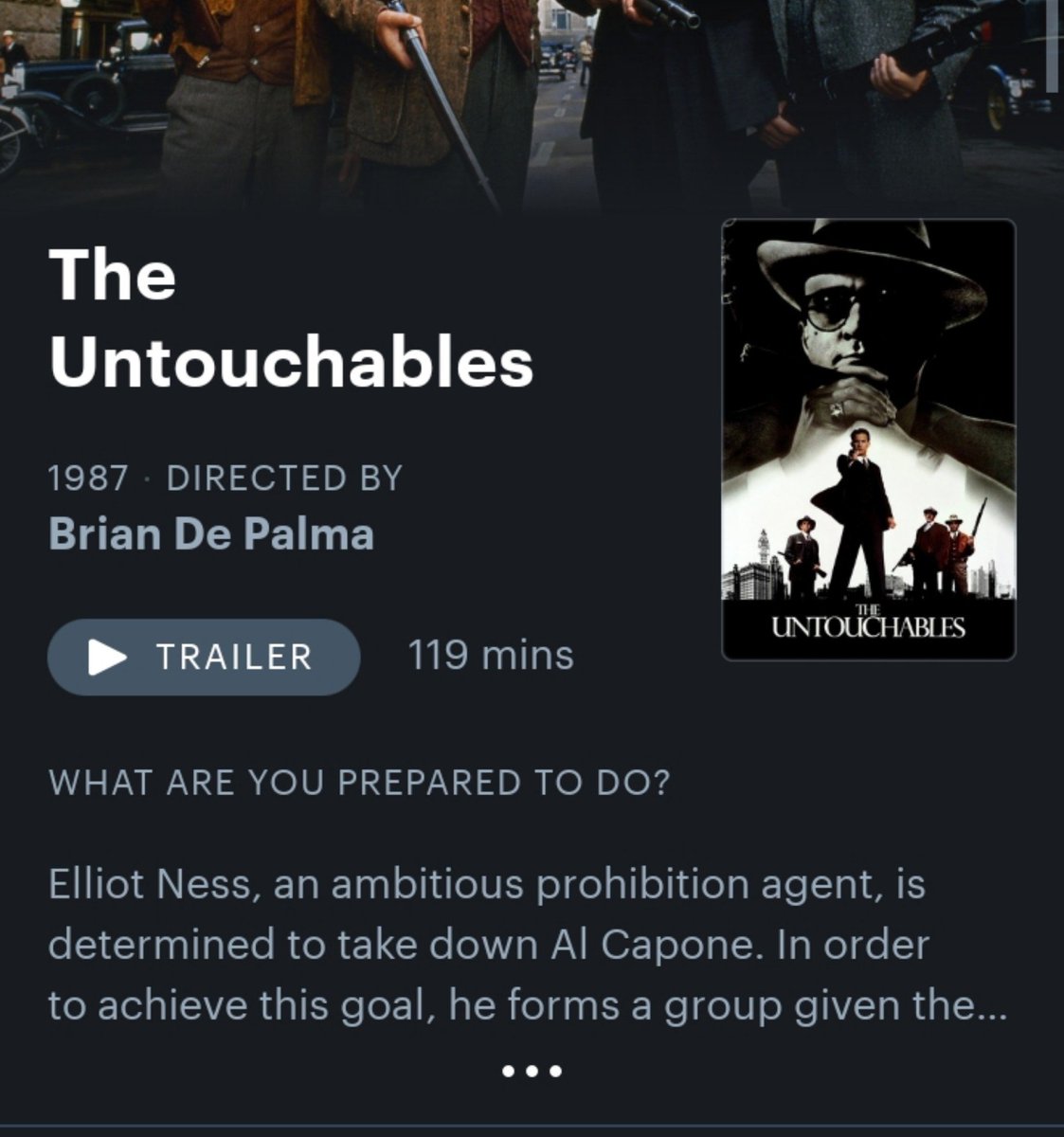 ssmbbakthudu's tweet photo. Mahesh Babu told GG to watch
 The Untouchables (1987) https://t.co/b82aChnUXj