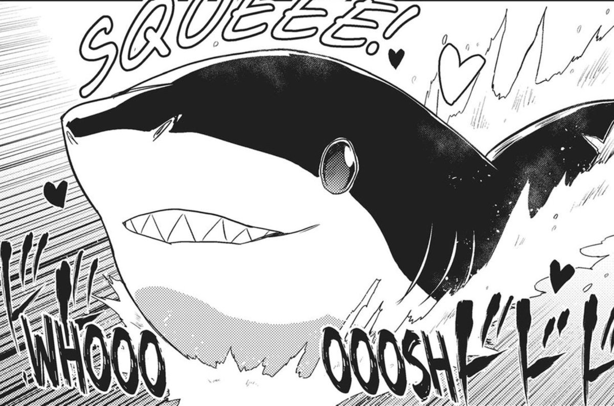 SharkillerSquee's tweet photo. ⠀
Out from the murky depths, the entity fog rolls in. Swimming forward a dark azure fin raises from the earth. It was like there was a shark swimming on land and it was! Raising it's face out of the ground was a cutiepie like none other. 

“ Squeeee ! ~ ♥ ”
⠀ https://t.co/zmWm3pFouy