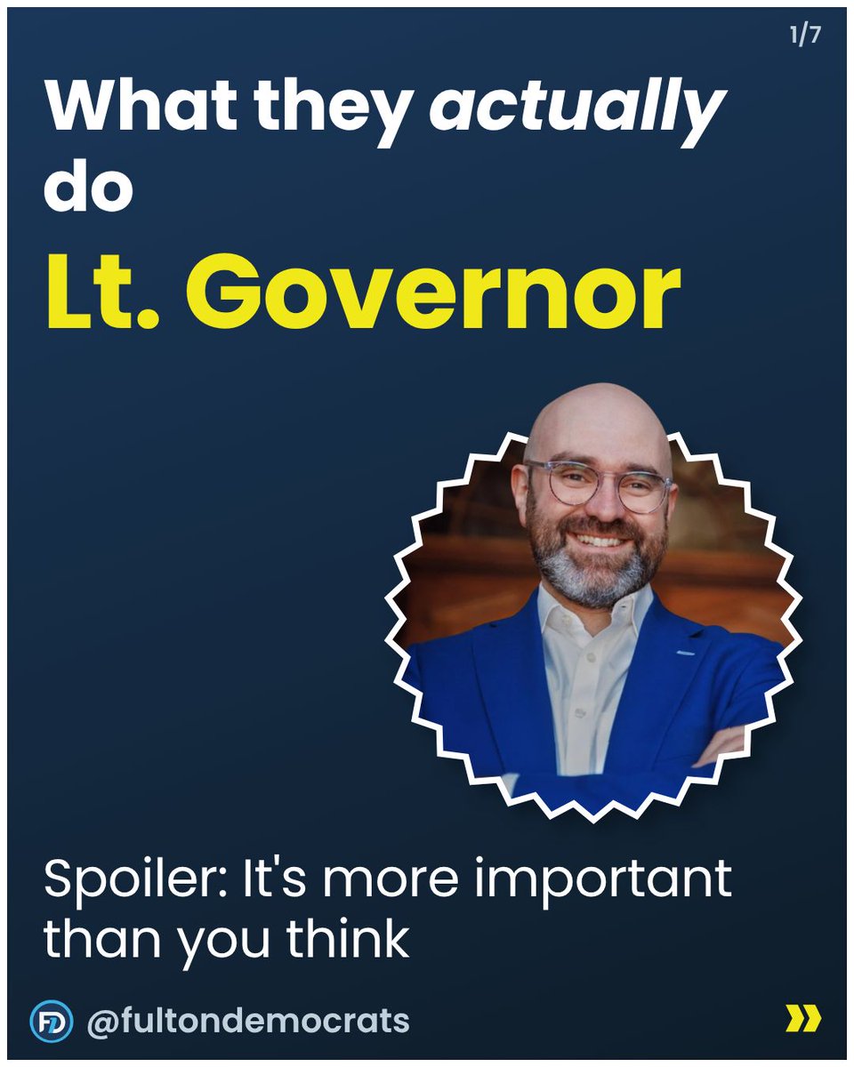 fultondems's tweet photo. Do you know what your Lt. Governor actually does?

You might be surprised by how much an impact this position can have!

Josh McLaurin @josh__mclaurin is running to be Georgia's next Lt. Governor.

In November, we can make that happen!

#whattheyactuallydo #votemclaurin #midterms https://t.co/Nbm8LsXqyh