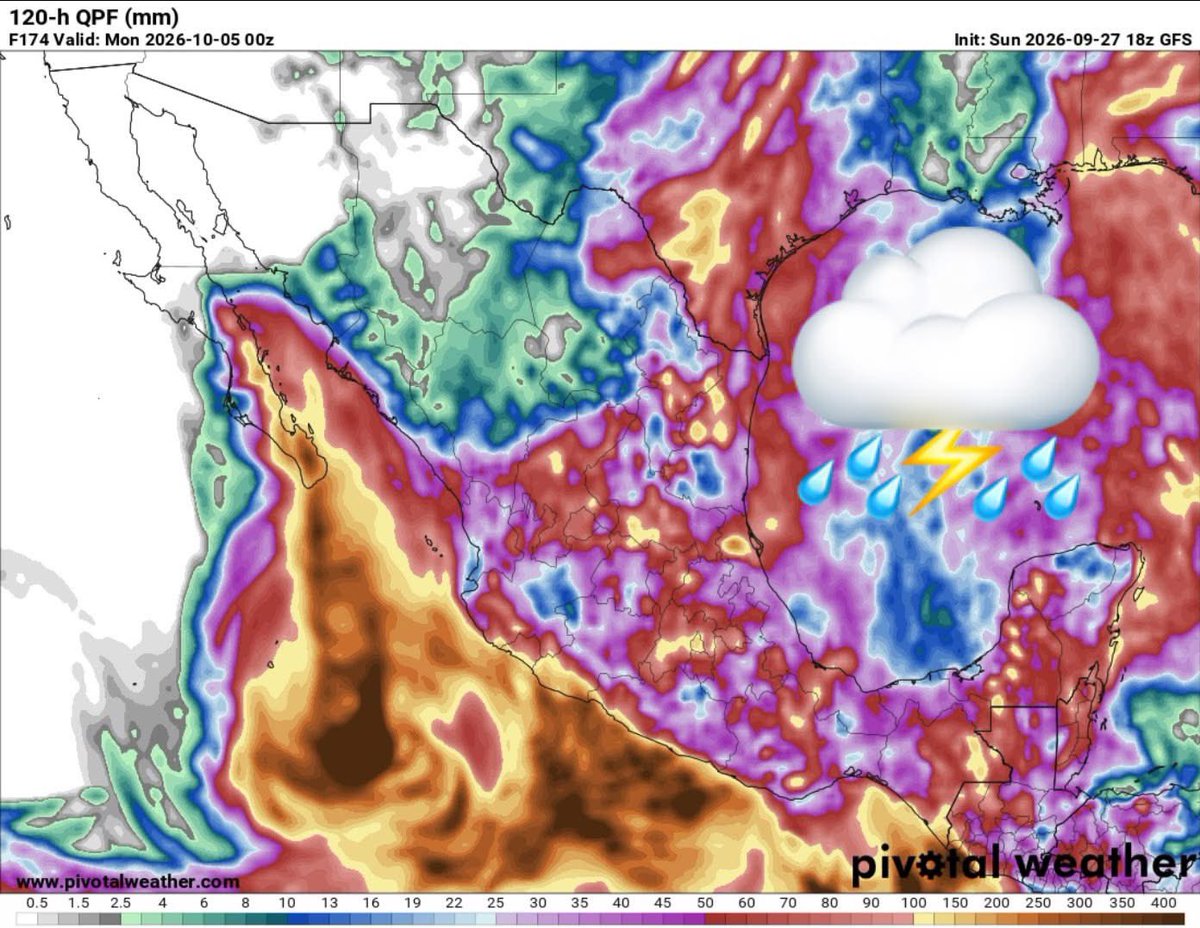 InfoMeteoro's tweet photo. ⛈️PRIMER #TemporalLluvioso DE OTOÑO🍁

✅Esta semana tendremos humedad del huracan #Rachel hacia gran parte de México interactuando con vaguadas y el ingreso del #FrenteFrío1 

⚠️Del 29/sep al 4/oct se prevén lluvias moderadas a muy fuertes centro, sur, occidente, noreste, norte, oriente y sureste

🌡️Las temperaturas disminuirán, refrescándose por fin estados del norte/oriente y muy fresco el Altiplano, especialmente finales de semana

📣NOTAS:
-No quiere decir que todos los días, todos el día, en todo el país lloverá
-El aumento de lluvias será progresivo
-Lo más intenso miércoles a sábado

📹Mañana #EnVivo por la noche (9 pm) para más detalles