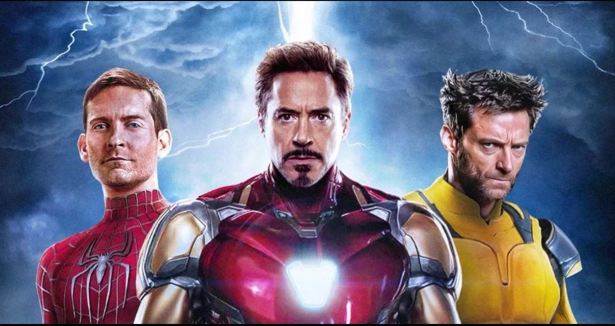 Nomoremutants22's tweet photo. The main quintet consists of RDJ Tony, Steve, Tobey, Hugh, and Sylvie. They are on a mission to find Loki. #AvengersSecretWars https://t.co/4Bzc7sG2eY