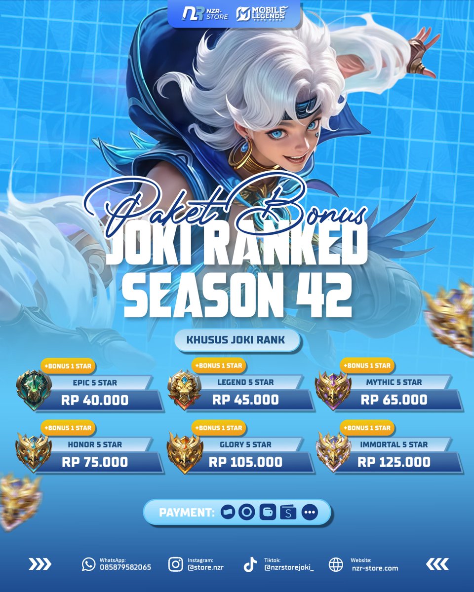 nzr_store's tweet photo. Makin ngebut ke Immortal! ๐ Selain cepat & aman, order joki di NZR STORE sekarang bisa dapet BONUS BINTANG lho!
JOKI GENDONG ATAU JOKI BIASA SIAP!!!
Rank naik, bonus bintang nambah, dompet tetep aman. WHATSAPP DI BIO!
#NZRStore #JokiMLBB #JokiTrusted https://t.co/uMHsVzEUiS