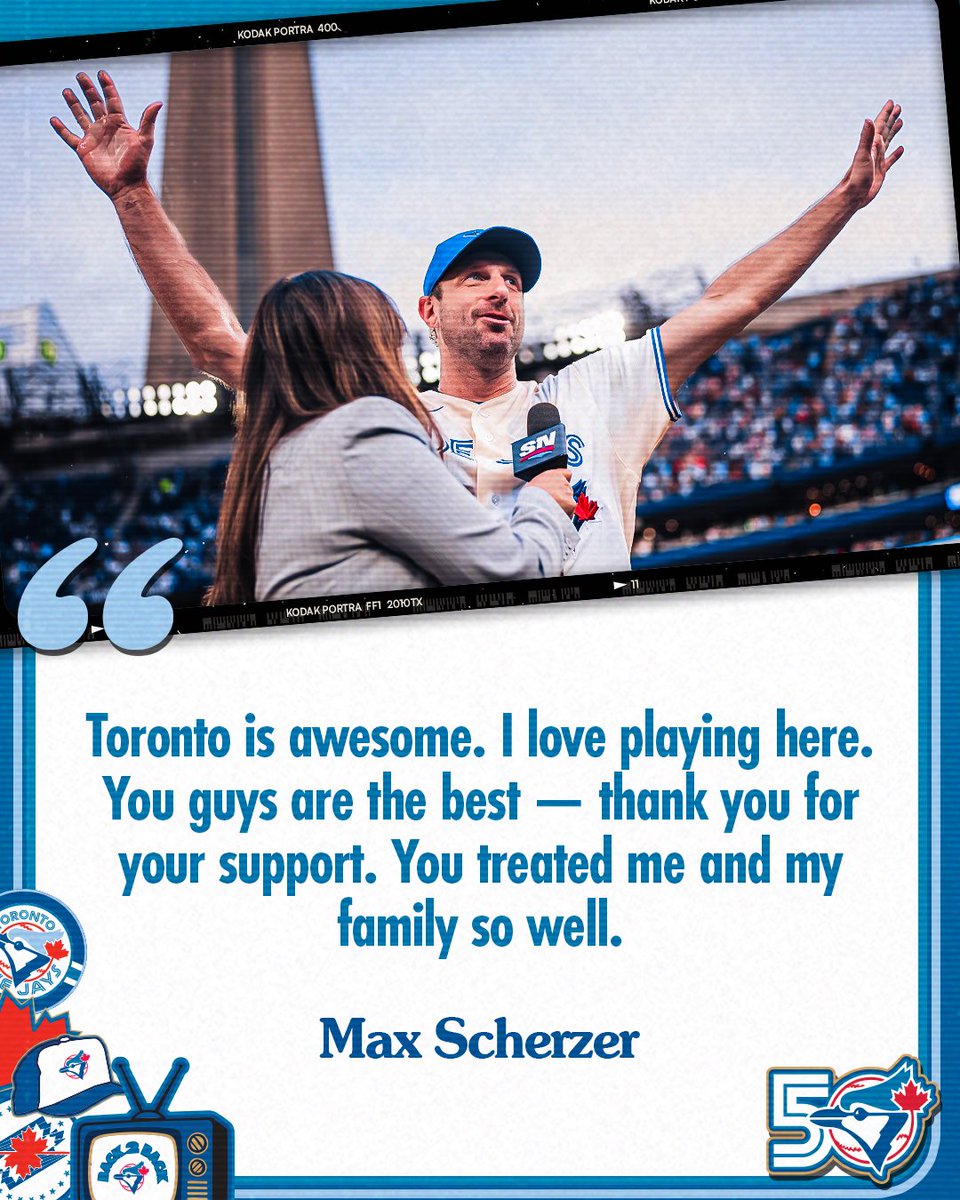 BlueJays's tweet photo. Max and George: Blue Jays Family 4ever 🫶 #BlueJays50 https://t.co/jaaEAKD8vz