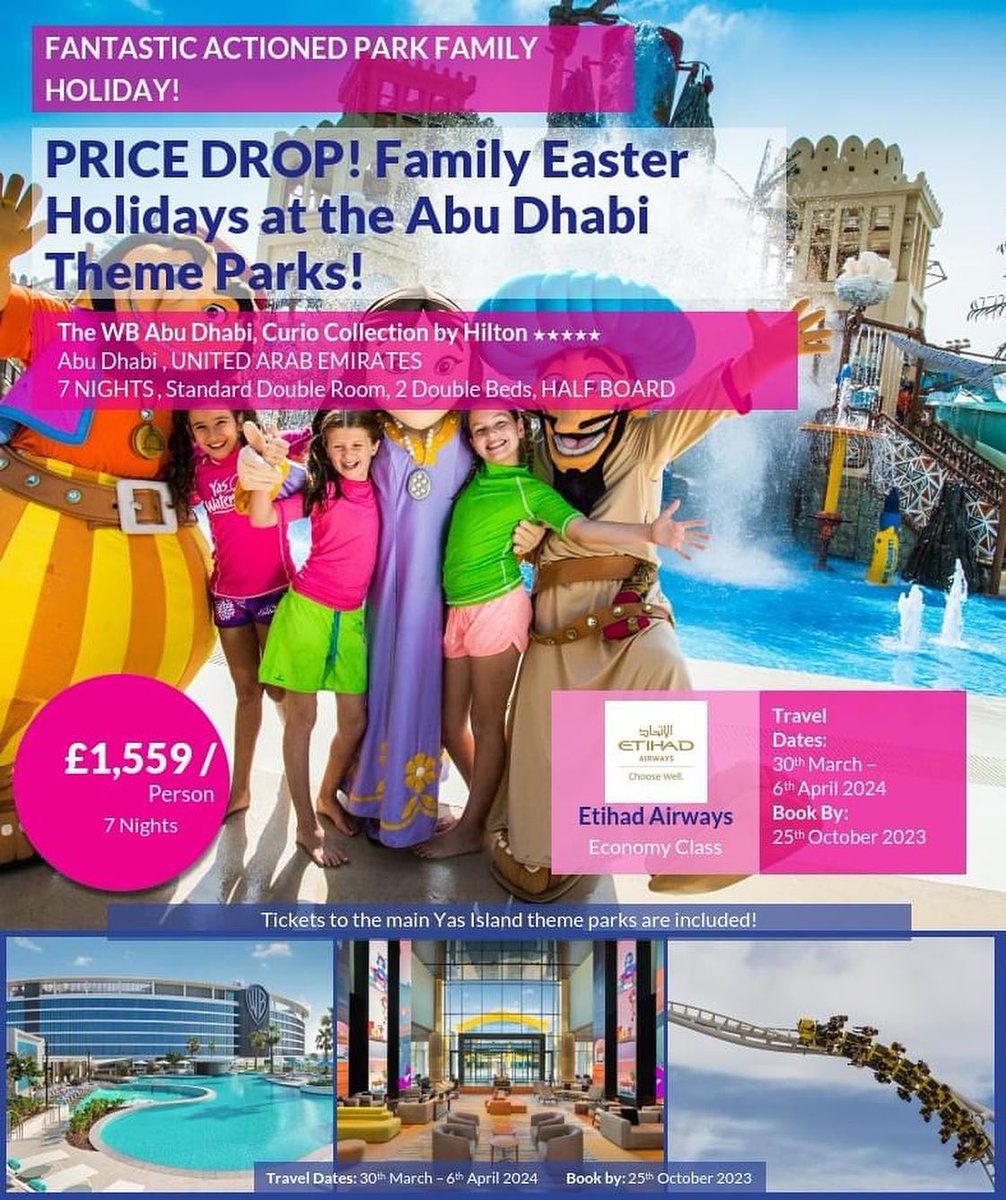 httpfafaf's tweet photo. Family Easter Holidays at the Abu Dhabi Theme Parks! The WB Abu Dhabi, Curio Collection by Hilton

Abu Dhabi, United Arab Emirates
7 Nights - 2 Adults 2 Children

From £1559pp

Enjoy the Easter holidays at the Warner Bros. -themed hotel in Abu https://t.co/4N4BMd75SX