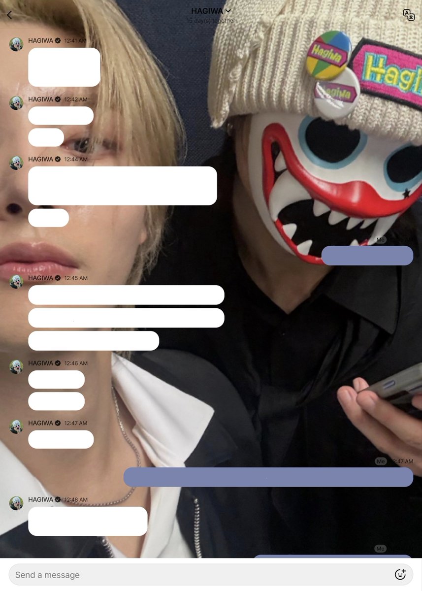 itshagi's tweet photo. I just want to flex my wallpaper on hrtz.wav chat (Hagiwa &amp; Riaan) 🤡🦊🥁🎤 https://t.co/v6LC0GAl4o