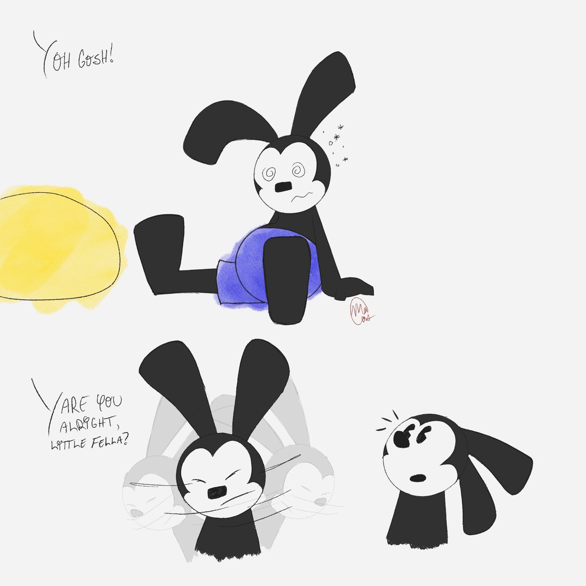 m_pacas2728's tweet photo. Posting this here too. Just a little short comic (an alternate universe of Oswald’s show) of what would’ve happened if it was Mickey who found Oswald and was guiding him through the modern world.
Part 1: https://t.co/VgzefMrUjc