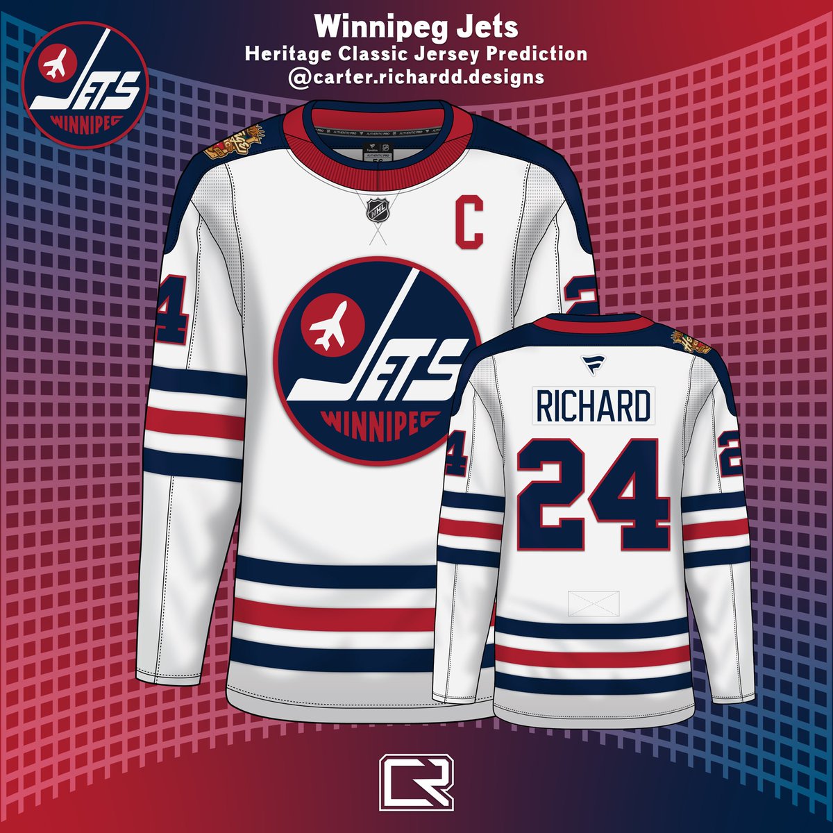 carterrichardd's tweet photo. A trusted source of mine has told me that these concepts are “pretty close” to what the Jets and Canadiens will be wearing for the upcoming 2026 Heritage Classic. 
#NHLJets #Canadiens #GoJetsGo #GoHabsGo https://t.co/VFuxOtuZBC
