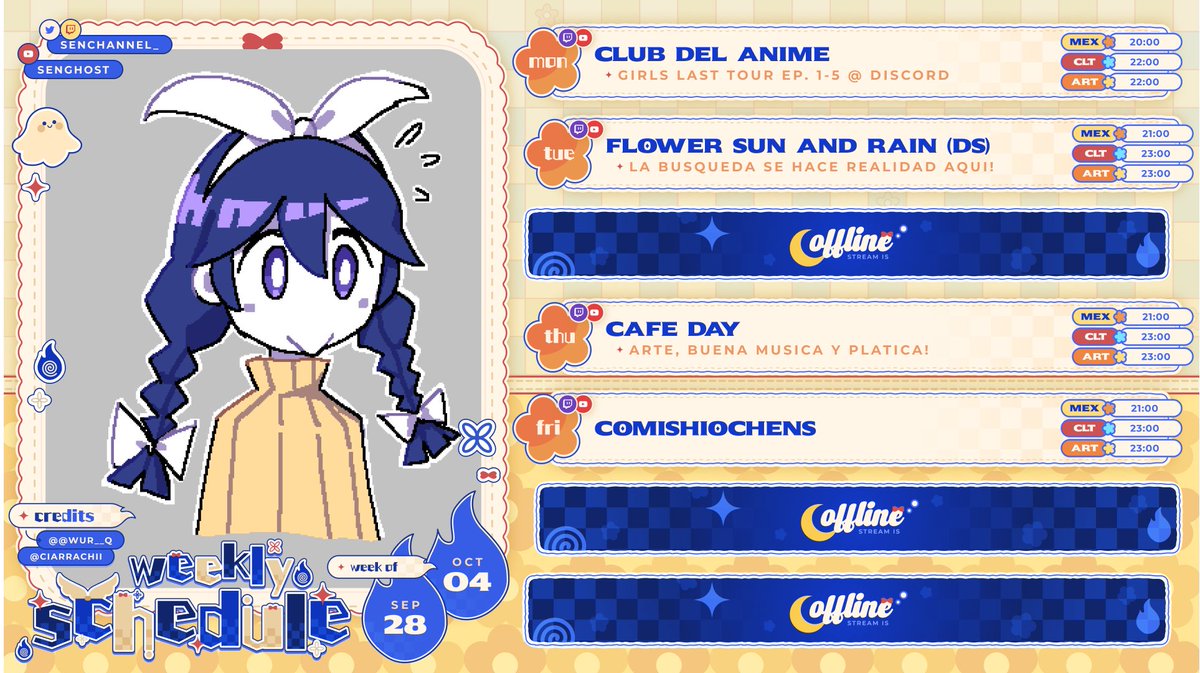 SenChannel_'s tweet photo. 📅 El menu de la senmana 28.o9 ~ o4.10

⸝⸝ ★links
﹒ 🌼 ୨୧ https://t.co/RUzypemm0y

☎ ﹒https://t.co/VAtiznCja2

♡ https://t.co/KEoaAiZiWP 𝅄 ☕

⸝⸝ ★tags
📹: #SenChannel
🎨: #PhantasmArt
🔞: #NSENFW https://t.co/3zn9V57poC