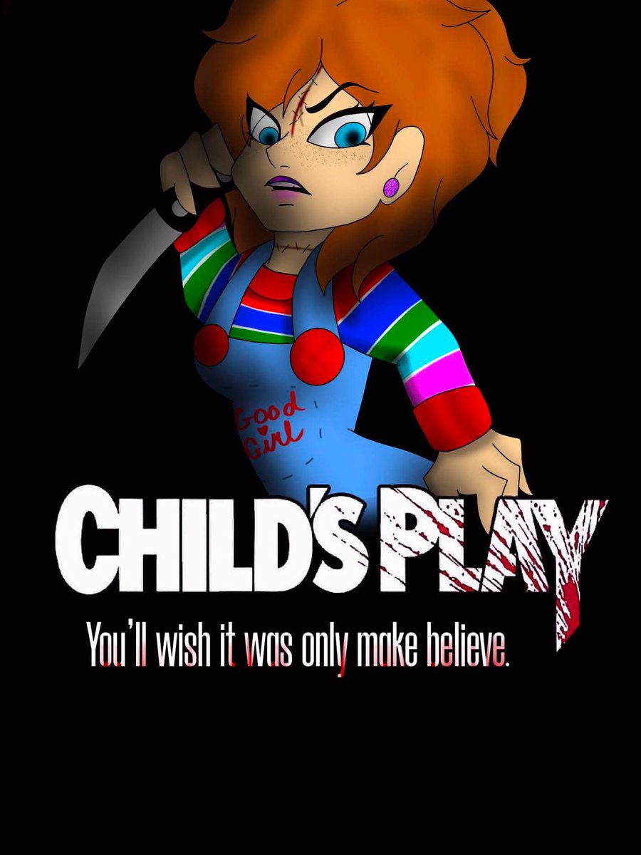 ThatOneImpBitch's tweet photo. My Chucky OC, Summer, If she were on the Child’s Play 1 Poster (Cover Art?? Idk what it classifies as.) #chucky #childsplay #chuckyoc #ocxcanon https://t.co/lvwmMZqNV8