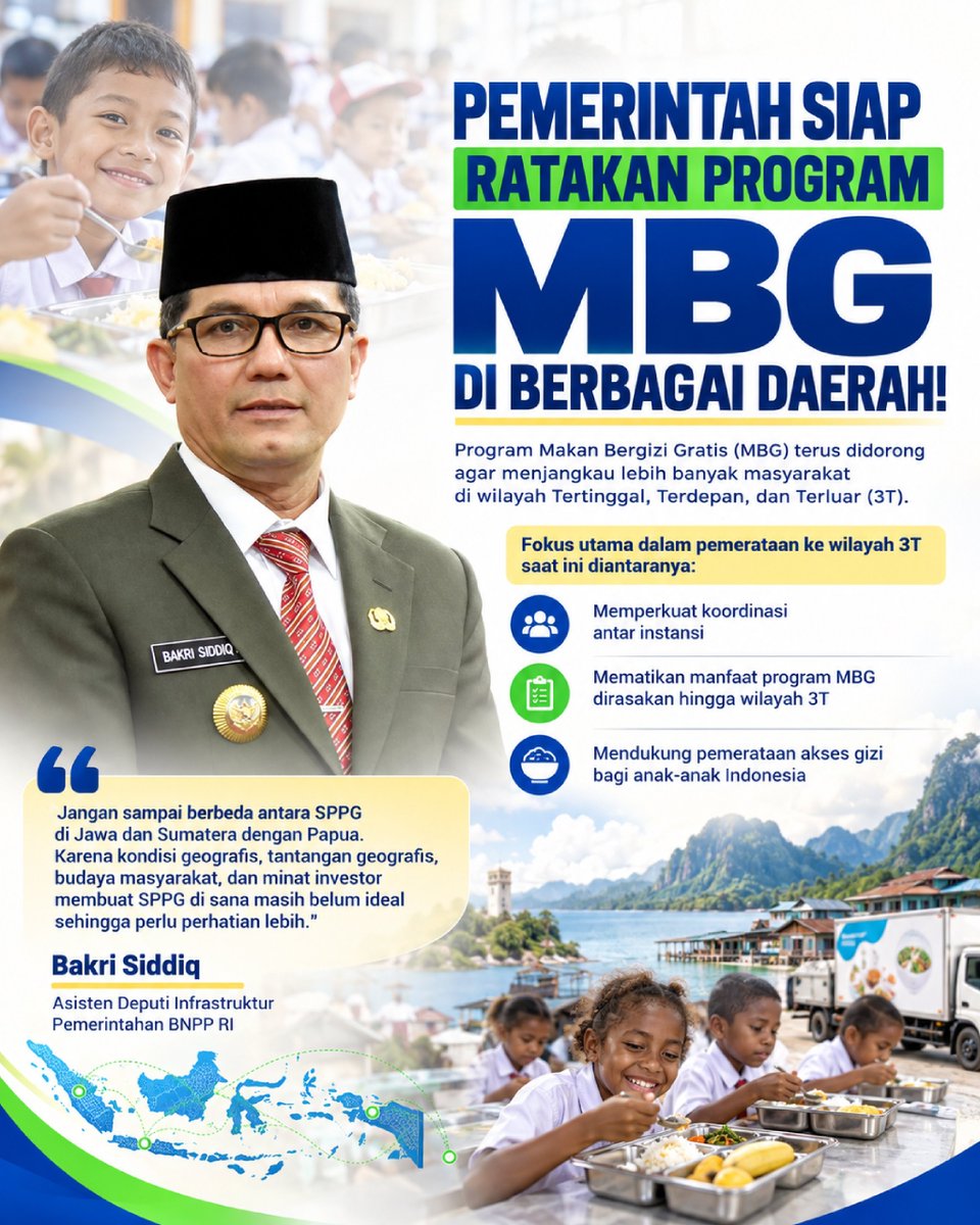 KarmanTejo's tweet photo. Pemerintah siap ratakan Program MBG di berbagai daerah
#MakanBergiziGratis
#ManfaatMBG
#CegahStunting
#DukungMBG https://t.co/F9Rj7cMUuL