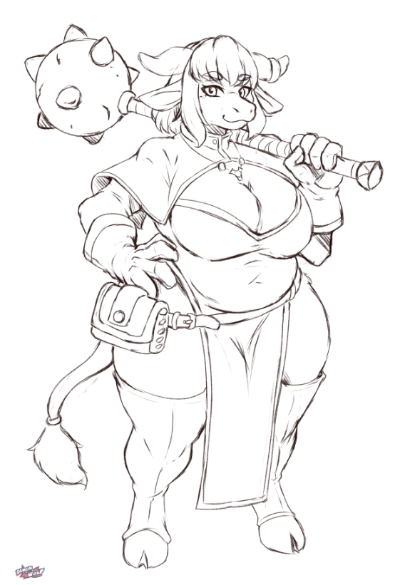 DemonAndWolf's tweet photo. Alright, I'm going to start making adoptables again; here's a WIP of a little cow Cleric. 🐮 https://t.co/cJHSqPVRQb