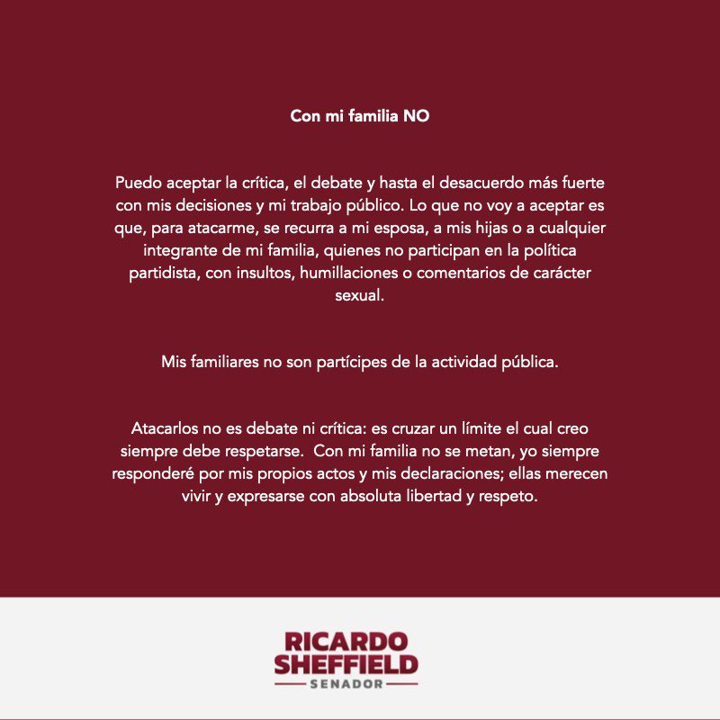 SheffieldGto's tweet photo. En días pasados celebramos en familia la titulación universitaria de mi hija María y compartí en mis redes una foto de la ocasión;  desafortunadamente hubo personas que tuvieron la osadía de realizar comentarios ofensivos en las redes sociales de mi hija, por lo cual quiero fijar una postura clara al respecto.