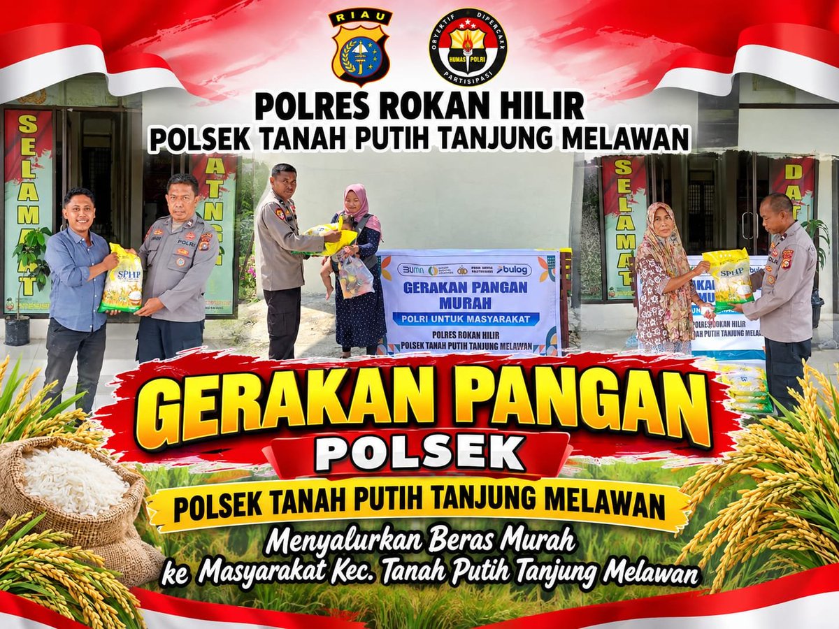 PolsekTj's tweet photo. GERAKAN PANGAN MURAH POLSEK TANAH PUTIH TANJUNG MELAWAN, PENYALURAN SEMBAKO MURAH KEPADA MASYARAKAT KEC. TANAH PUTIH TANJUNG MELAWAN https://t.co/wGPThj1ncq