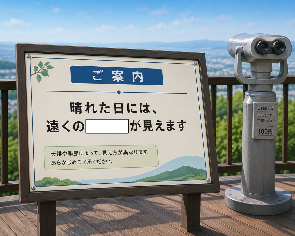 kabotyasub's tweet photo. 晴れた日には、遠くの▢▢▢が見えます https://t.co/dFOUXkWbrG