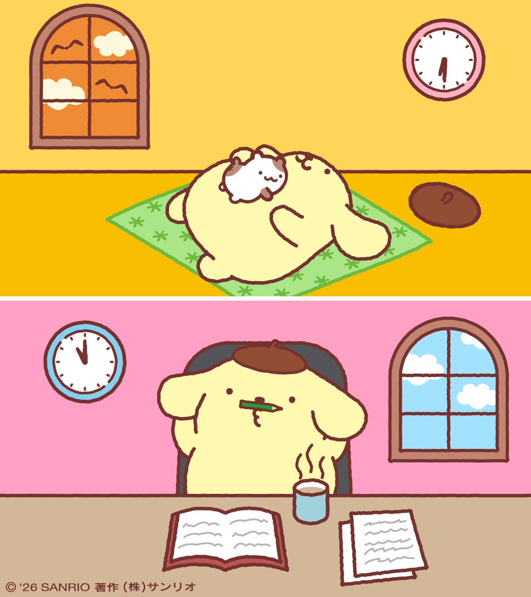 purin_sanrio's tweet photo. あれ～？もうこんな時間～？
↑お休みの日のぼく

↓お休みあけのぼく
う～ん、まだこんな時間～？ https://t.co/mVGGjmlHqQ