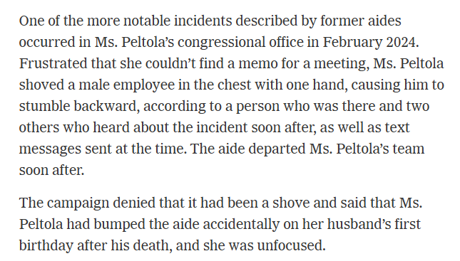 alaskalandmine's tweet photo. Spoke to a staffer who was present when this happened, as reported by the @nytimes. They said they were disgusted the campaign downplayed it, adding that if it was a male official who did what Mary Peltola did to the staffer, he would have likely been charged with assault. Damn. https://t.co/bmAvYZlH9F