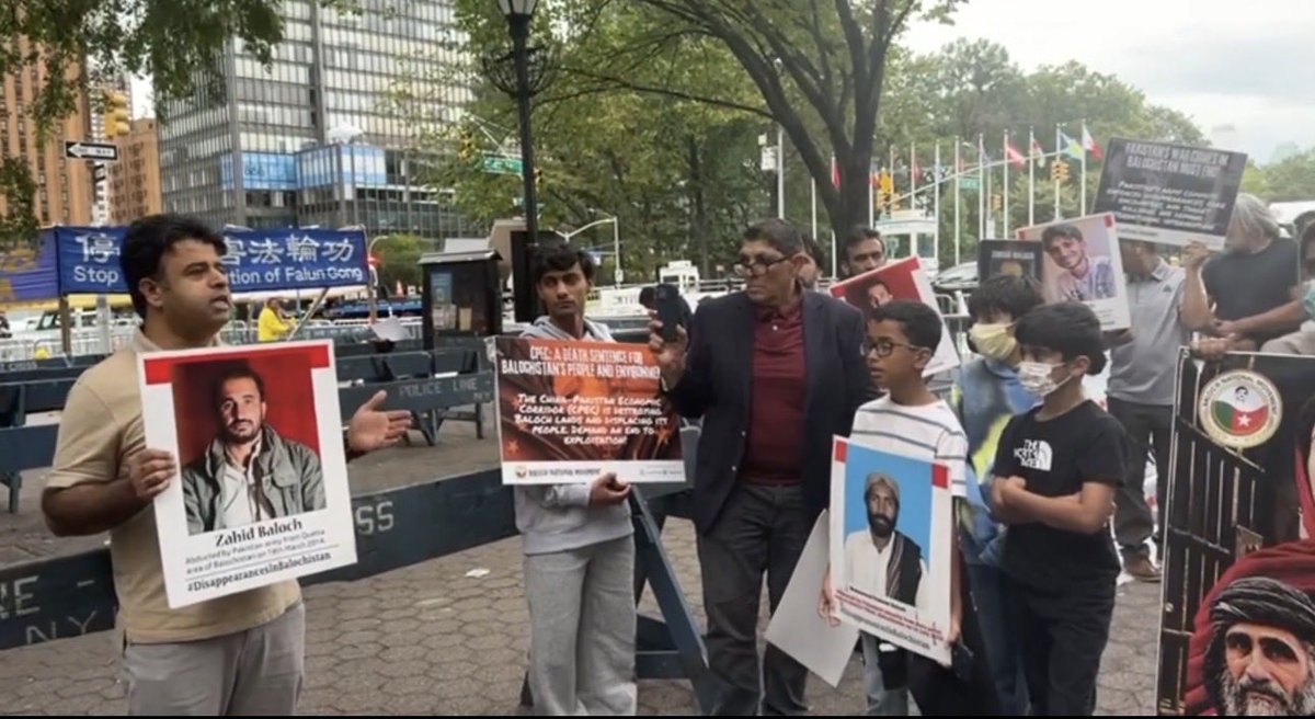 BNMUSAC's tweet photo. Baloch National Movement (BNM) Protest in New York.   25 September 2026

During the 81st UN General Assembly, BNM Protested outside UN Headquarters, drawing international attention to the human rights situation in Balochistan.
The protest highlighted enforced disappearances, alleged extrajudicial killings, arrests of activists, collective punishment, and displacement, while raising the call for Free Balochistan.
