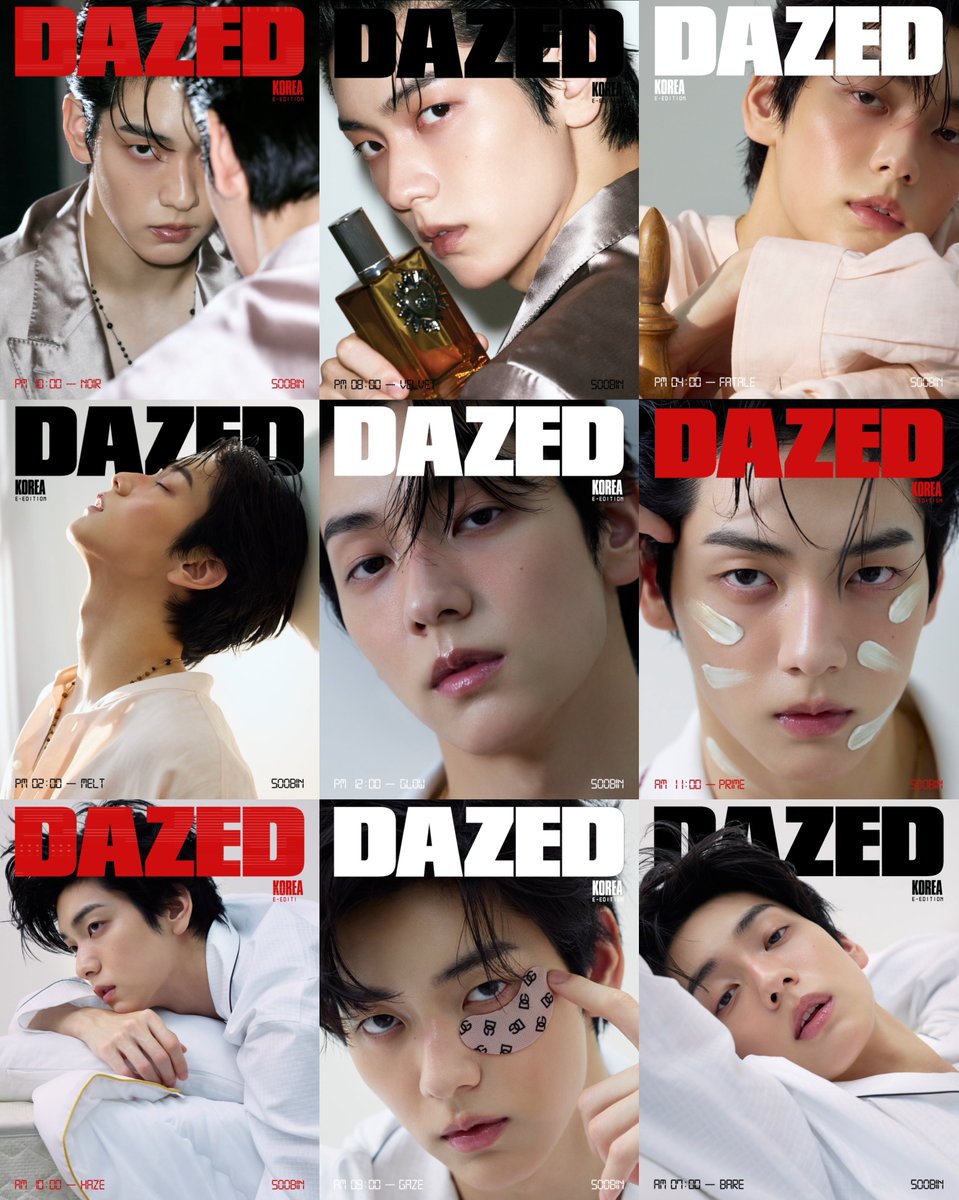 seekingtxt's tweet photo. obsessed with the fact that soobin’s face card is so lethal dazed gave him 9 separate covers for the same issue😭 https://t.co/TMTdEktEOm