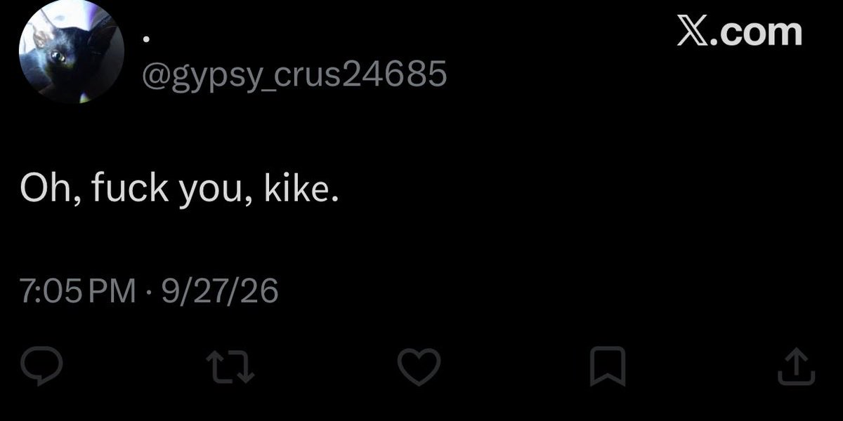 Lumo8332's tweet photo. @gypsy_crus24685 blocked me like a little bitch but look at this jew hate https://t.co/OnOdS4hp2P