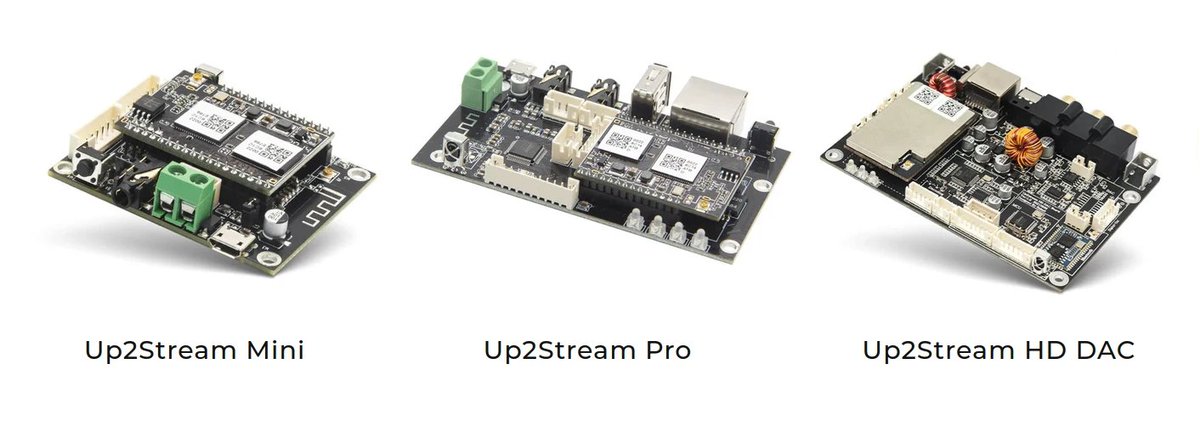 cnxsoft's tweet photo. Sponsored: Up2Stream is an independent brand for DIY audio projects.
https://t.co/8jFGEPp9xe

The product lineup features compact streamer boards to add Wi-Fi, Bluetooth, AirPlay, Spotify Connect, DLNA/UPnP, USB playback, and analog or digital I/O to an existing amp or active speaker, as well as a range of Amplifier boards.  

The boards are supported by the 4STREAM / Go Control apps, plus HTTP/UART/TCP APIs for home-automation hooks. A premium ACPWorkbench DSP/EQ tool is also available to advanced users.