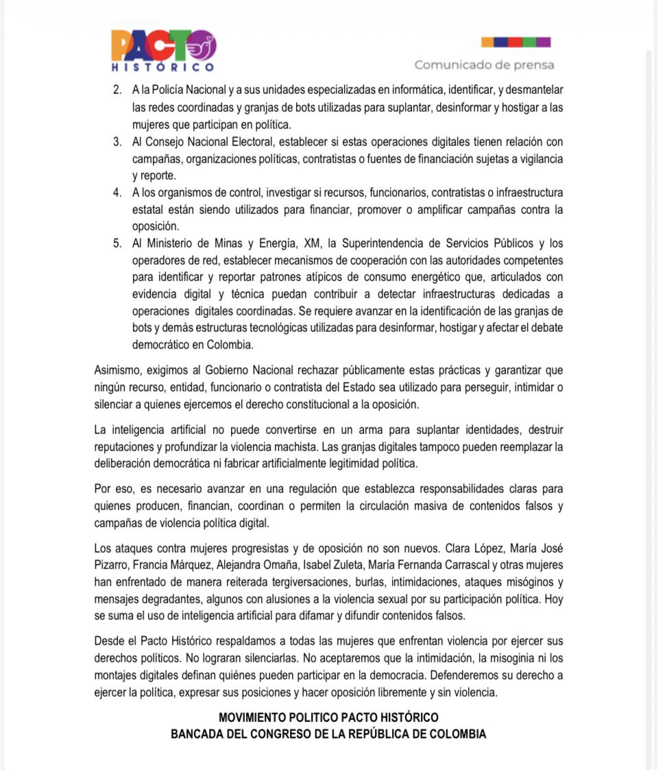 IvanCepedaCast's tweet photo. EL PACTO HISTÓRICO RECHAZA LA VIOLENCIA
CONTRA MUJERES CONGRESISTAS DE LA OPOSICIÓN https://t.co/gQdYt05MWn