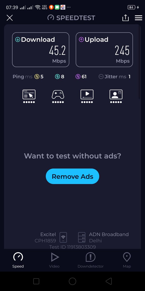 Avii1990's tweet photo. @excitel_rocks  it's been over 24 hours still my internet speed issue hasn't been fixed. Whatever these shameless people claim is all fake. 
Every now and then I have to complain yet nothing improve. 
No one should take @excitel_rocks .
 Plan:- 200mbps Receiving:45mbps .. https://t.co/aHqersQSiL