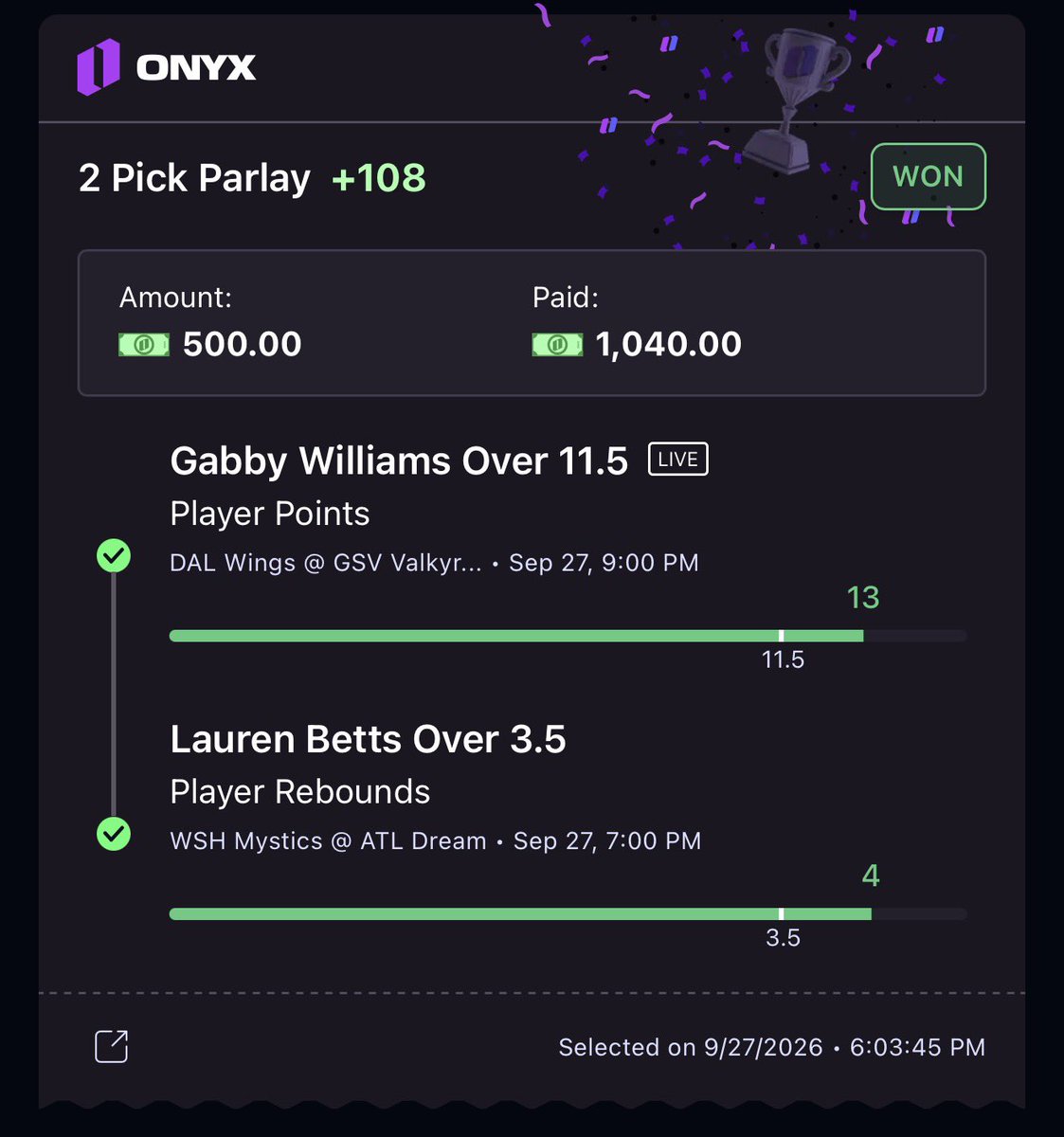BaneSquad_'s tweet photo. $5,000+ in 1 tweet 

PrizePicks ✅
OnyxOdds ✅
Kalshi ✅

Profitable sports betting day &amp; tomorrow will be better 🫴🏽💰 https://t.co/QhZ49T1NMO
