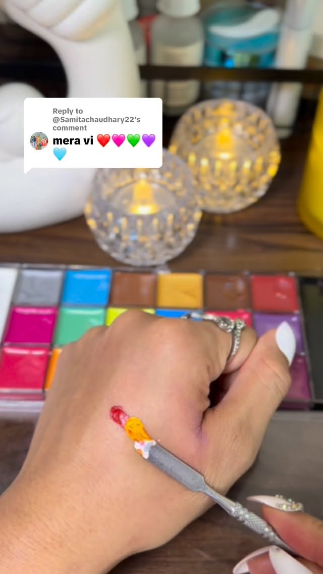 lillianbakeri3f's tweet photo. Watching colors come to life is pure therapy. Mixing custom shades with body paint pigments to create the perfect match. What color should I experiment with next? https://t.co/E5NQ3dCvLY