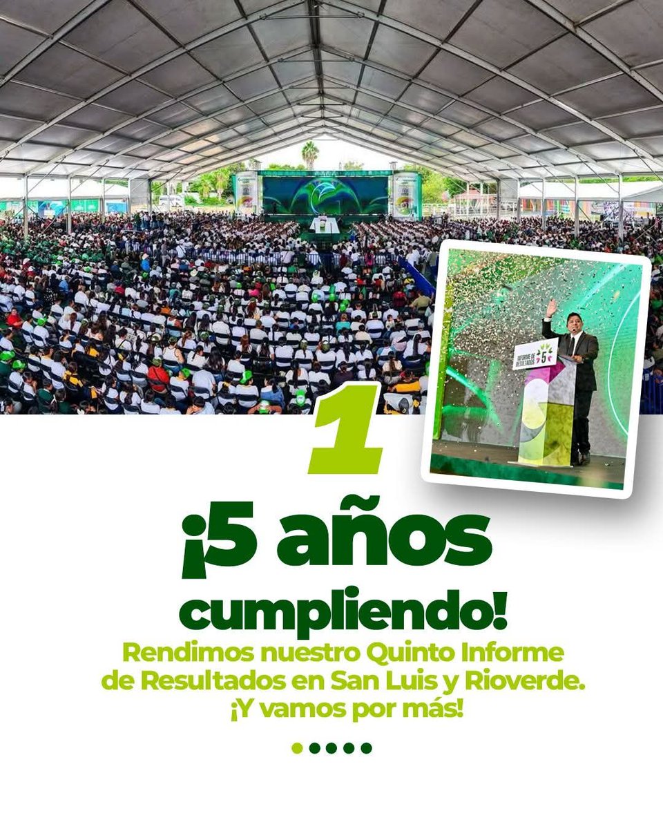 RGC_Mx's tweet photo. Ahijadxs, ¡qué semana! 💚🙌

Cinco años cumpliendo, RedMetro en la Zona Media, más apoyo a nuestras juventudes y mucho trabajo por nuestro San Luis.

¡Seguimos haciendo equipo y vamos por más! 💪💚

#ElGobiernoQueCumple https://t.co/M2r5EHbktQ
