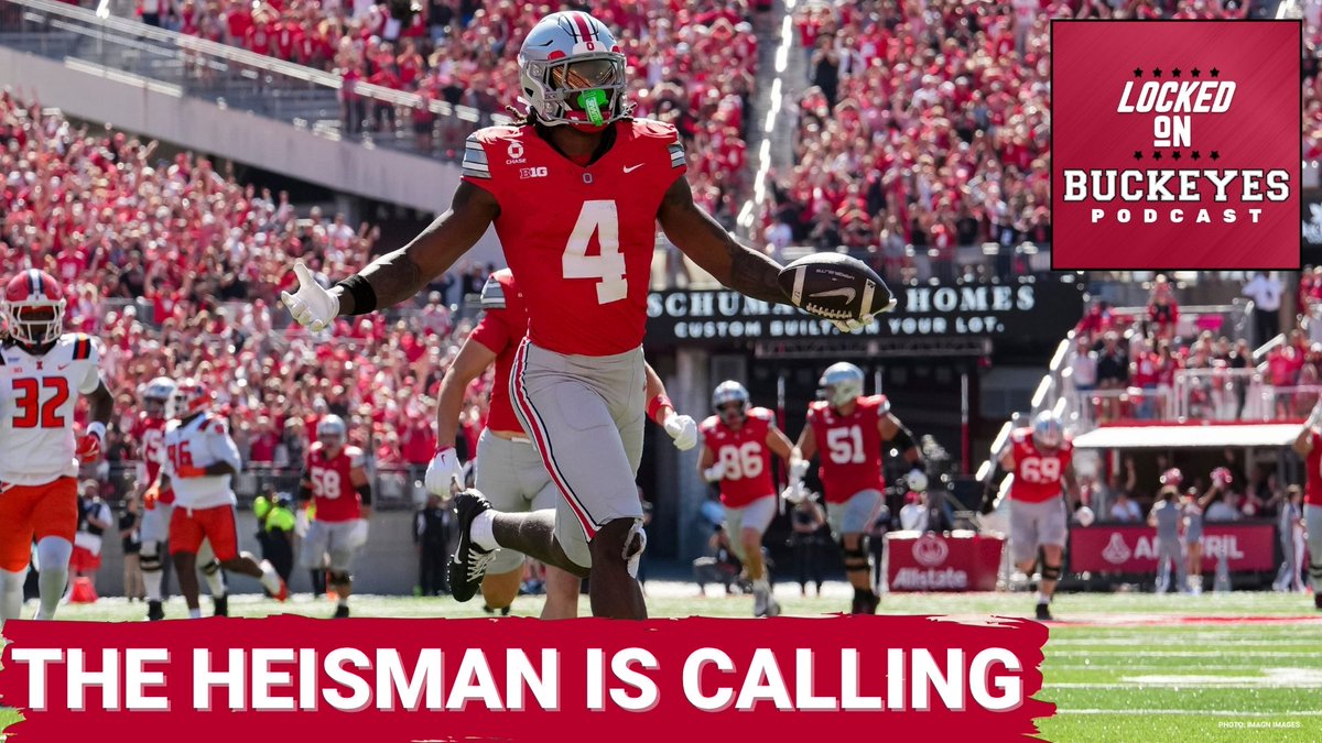 LOBuckeyes's tweet photo. Is Jeremiah Smith already on track to be the greatest Buckeye of all time? 🌰🏆

Matt  &amp; Justin break down Smith's historic 4-TD performance, his connection with Julian Sayin, plus concerns on defense after Illinois.

New episode is LIVE

Links below: https://t.co/UPGhy3vu7Q