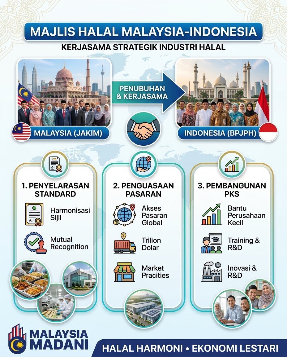 SAkhlakenjr's tweet photo. Majlis Halal Malaysia-Indonesia ditubuhkan!
Ini adalah satu kolaborasi bersejarah antara JAKIM & BPJPH untuk harmonisasi standard halal & buka pintu ke pasaran halal trilion dolar dunia.
Sijil diiktiraf bersama.
#HalalMalaysia #HalalIndonesia #MajlisHalal #PasaranHalal https://t.co/VREVn6zFSr