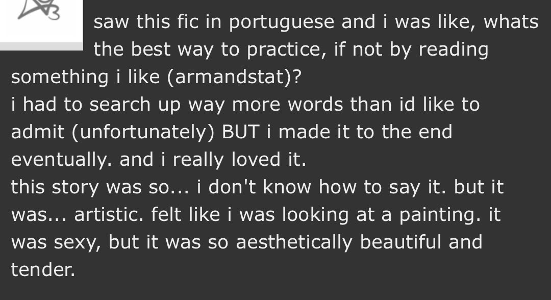 lestatmeiobicha's tweet photo. em pensar que a gringa que comentou isso na minha fic nunca vai saber que mudou minha vida com essas palavras https://t.co/KmIMvVfiHC
