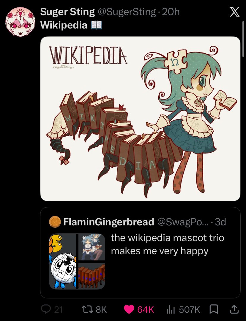 moefulfoid's tweet photo. Seeing the differences between the way everyone treats discord mascot and wikipedia mascot is really funny https://t.co/U6ugiz1HjU
