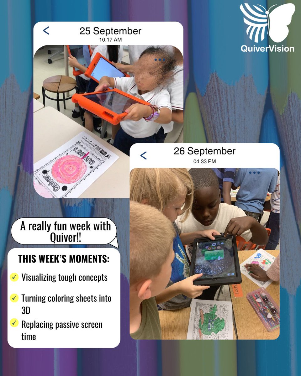 quivervision's tweet photo. Love seeing this kind of energy in classrooms! 🎨
✅ Visualizing tough concepts
✅ Turning coloring sheets into 3D
✅ Replacing passive screen timeTry it with your class 👉 https://t.co/o9Z4ALHjeH

#EdTech #AugmentedReality #InteractiveLearning #TeacherLife #STEAMeducation https://t.co/RUU0WLvDxS